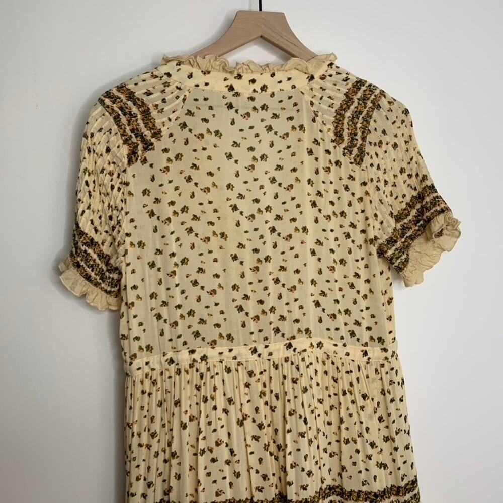 FREE PEOPLE Feeling Pleated Maxi Dress In Neutral Womens Floral Small Boho - Picture 14 of 16